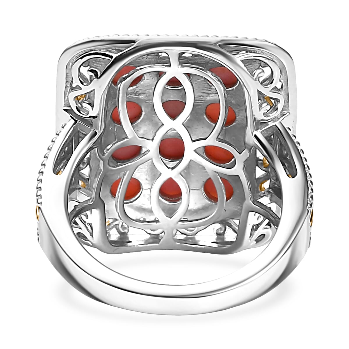 Karis Oregon Peach Opal 2.90 ctw Victorian Floral Ring in 18K YG Plated and Platinum Bond (Size 7.0) image number 4