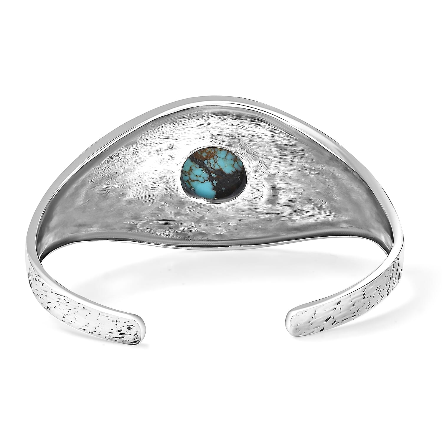 D'Joy Artisan Crafted Blue Moon Turquoise 8.25 ctw Cactus, Dragonfly and Sunflower Cuff Bracelet in Black Oxidized Sterling Silver (7.25 In)