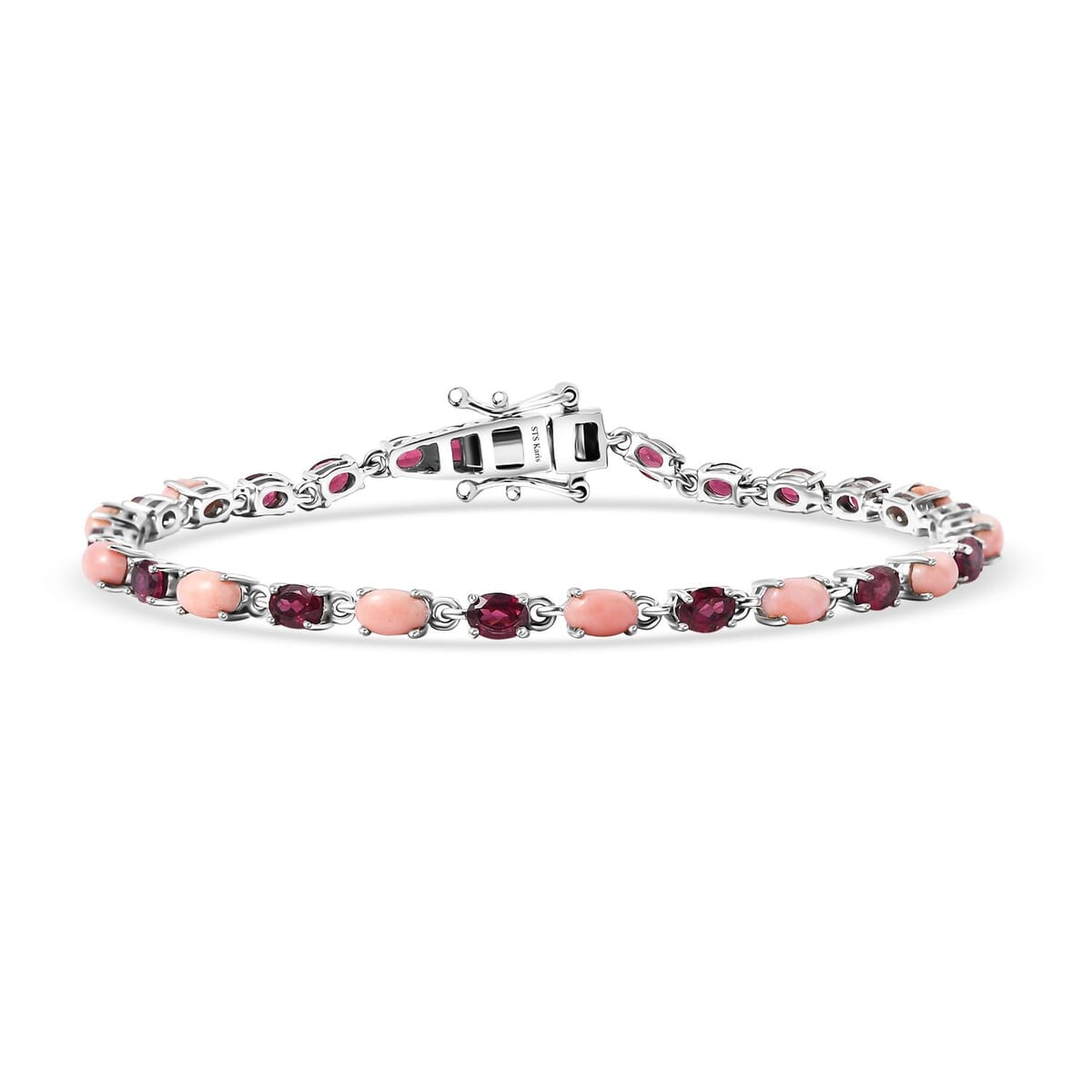 Karis Oregon Peach Opal and Orissa Rhodolite Garnet 6.20 ctw Bracelet in Platinum Bon (7.25 In) image number 0