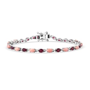 Karis Oregon Peach Opal and Orissa Rhodolite Garnet 6.20 ctw Bracelet in Platinum Bon (7.25 In)