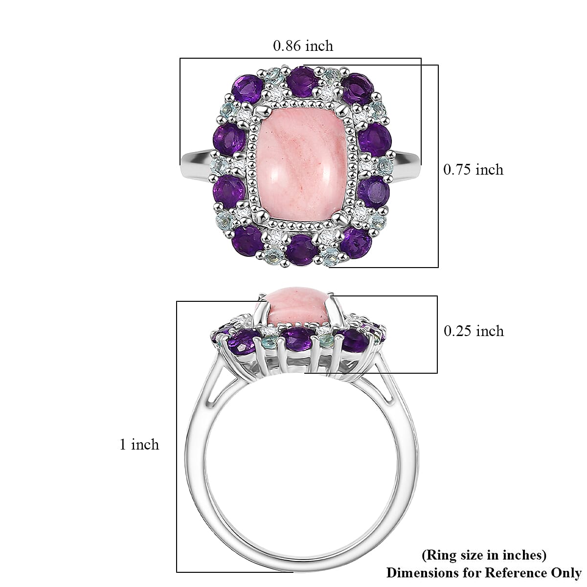 Karis Oregon Peach Opal and Multi Gemstone 3.50 ctw Floral Ring in Platinum Bond (Size 9.0) image number 5