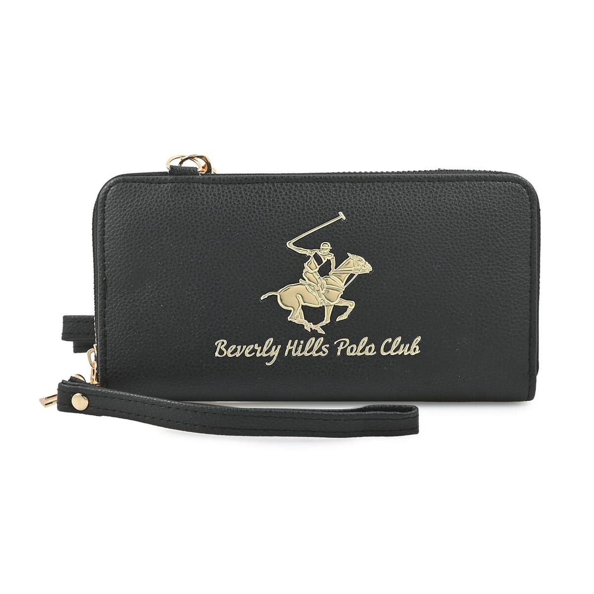 Beverly Hills Polo Club Black Vegan Leather Wristlet Wallet or Crossbody Bag image number 0