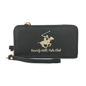 Beverly Hills Polo Club Black Vegan Leather Wristlet Wallet or Crossbody Bag