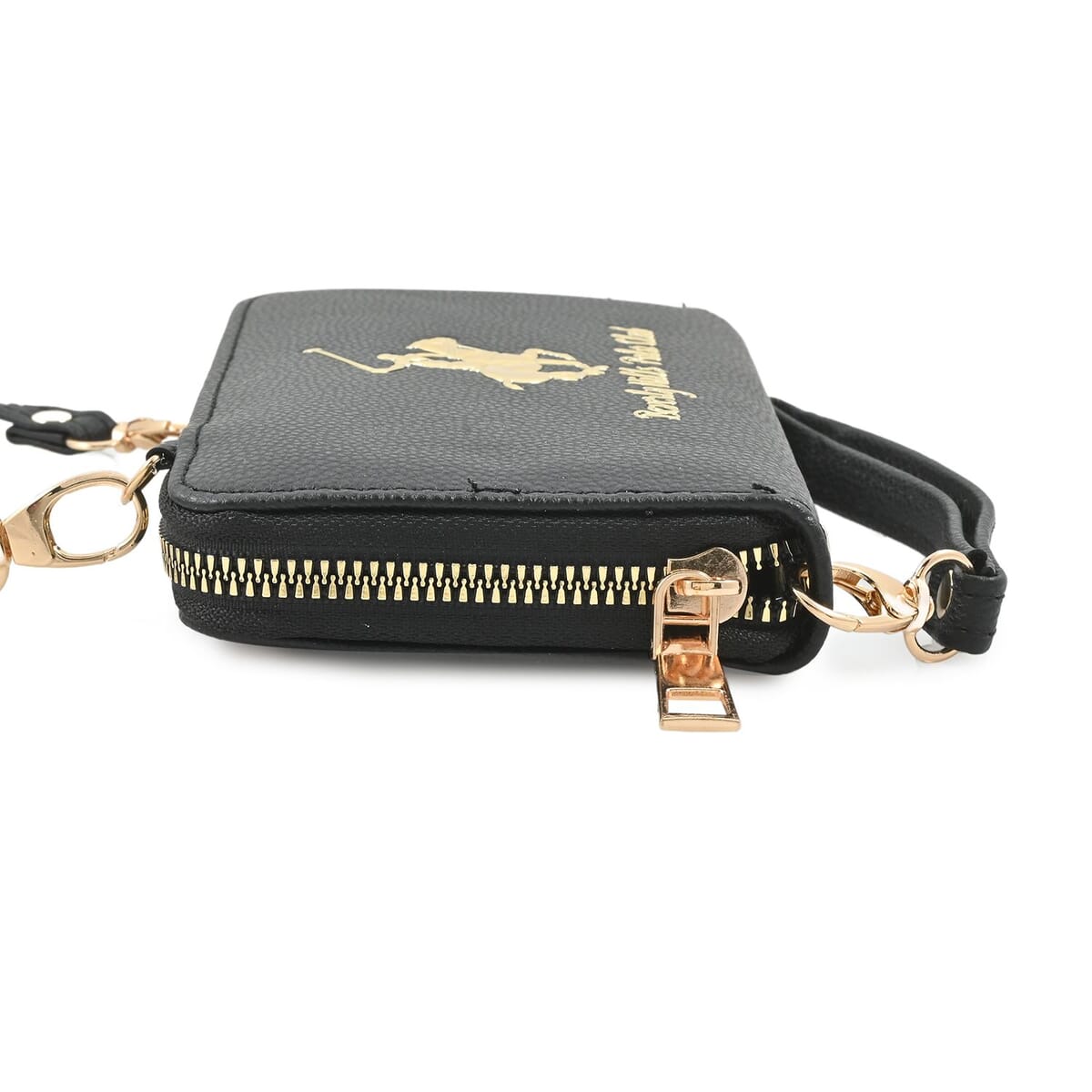 Beverly Hills Polo Club Black Vegan Leather Wristlet Wallet or Crossbody Bag image number 3