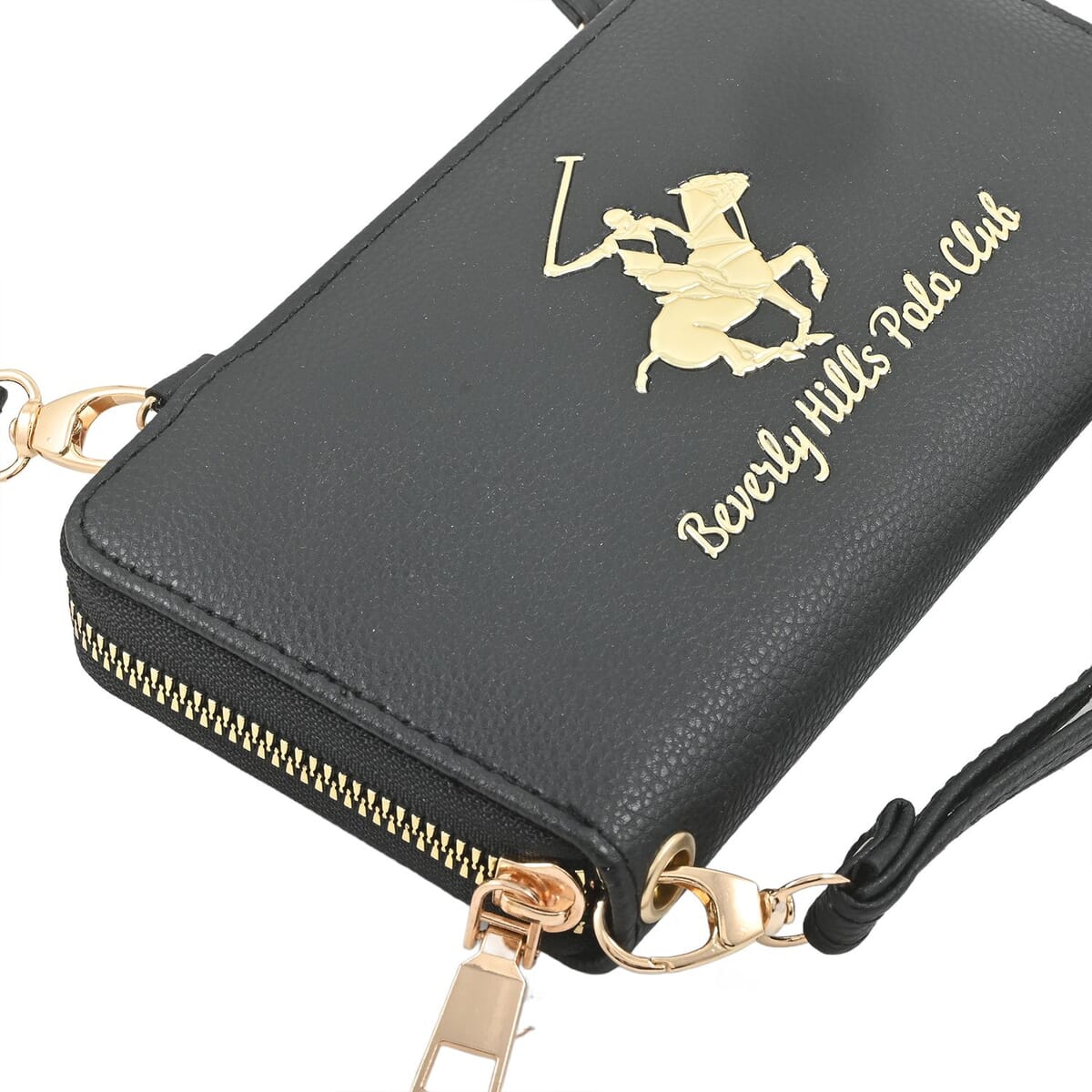 Beverly Hills Polo Club Black Vegan Leather Wristlet Wallet or Crossbody Bag image number 5