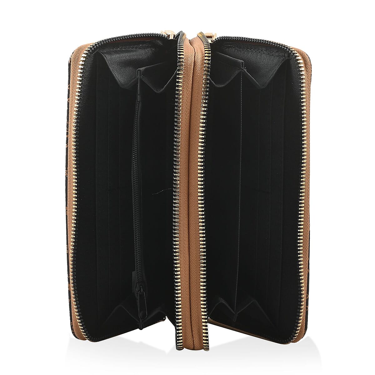 Beverly Hills Polo Club Brown Logo & Link Pattern Vegan Leather Wristlet Wallet (7.5x4x1.75) image number 2