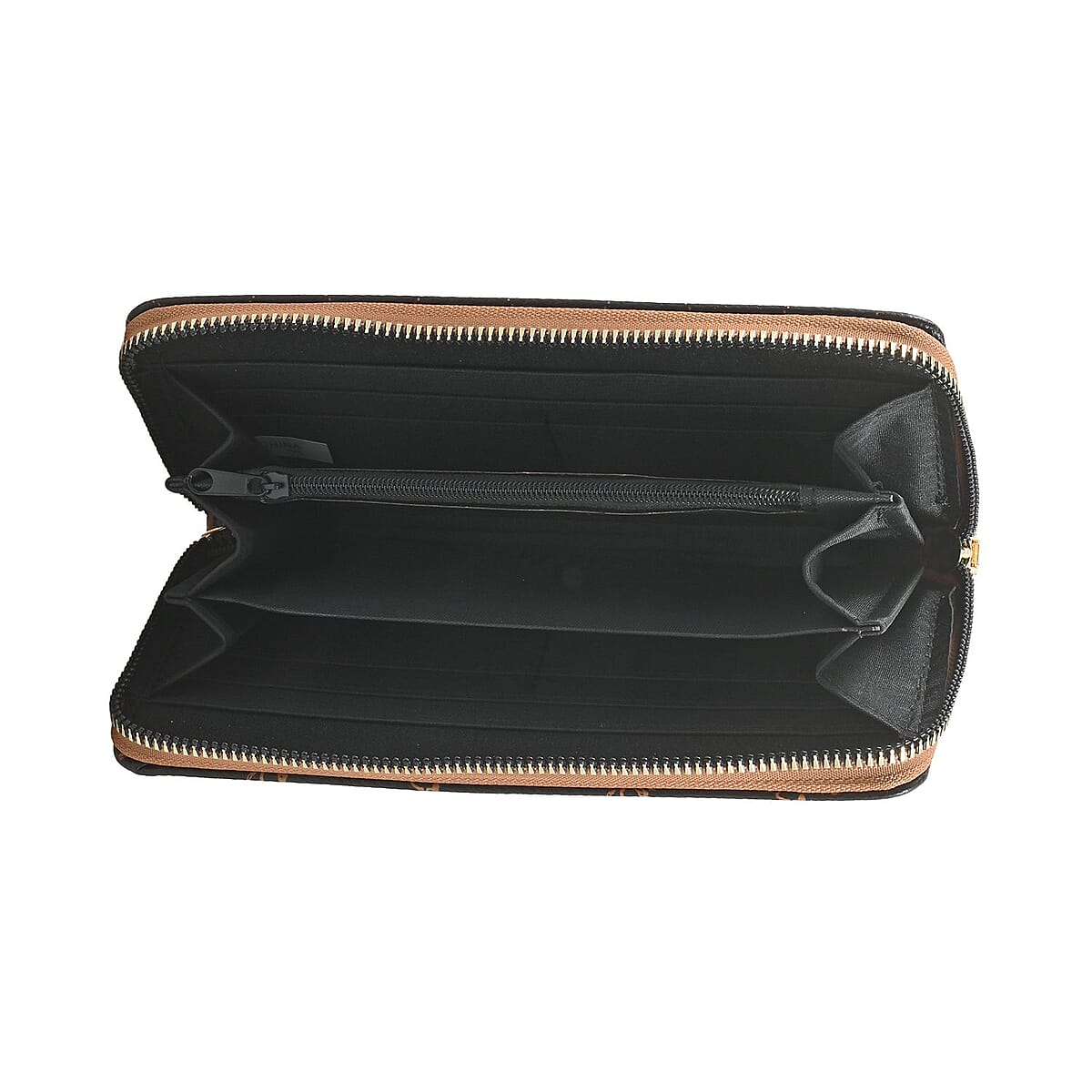 Value Buy Beverly Hills Polo Club Brown Logo Pattern Vegan Leather Wristlet Wallet (7.5x4x1) image number 2