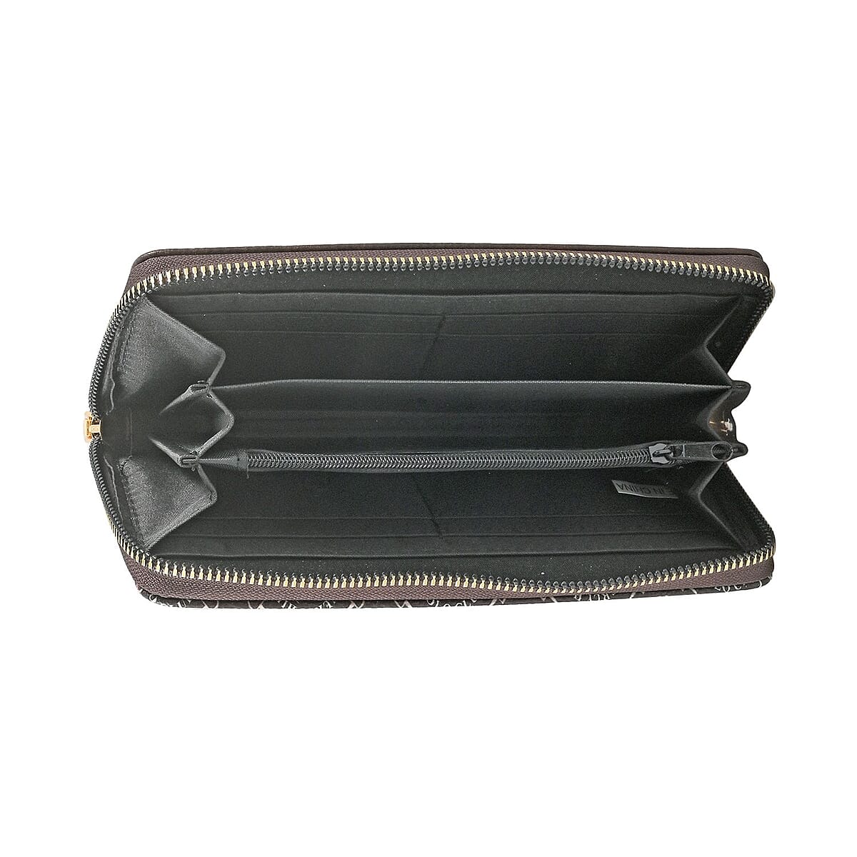 Beverly Hills Polo Club Brown Logo & Link Pattern Vegan Leather Wristlet Wallet (7.5x4x1) image number 2
