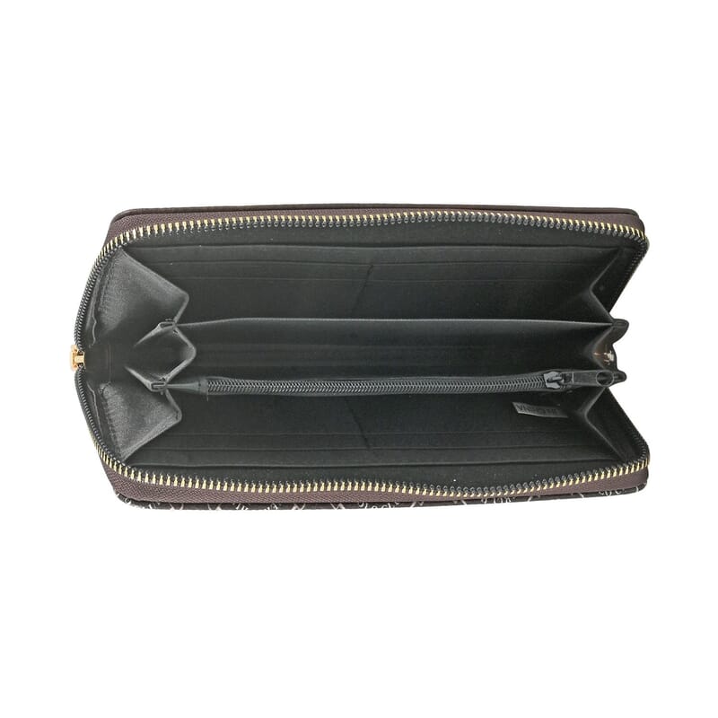 Beverly Hills Polo Club Brown Logo & Link Pattern Vegan Leather Wristlet Wallet (7.5x4x1)
