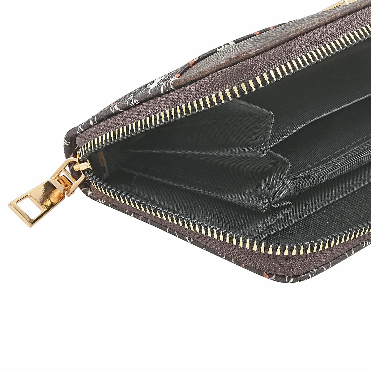 Beverly Hills Polo Club Brown Logo & Link Pattern Vegan Leather Wristlet Wallet (7.5x4x1) image number 3