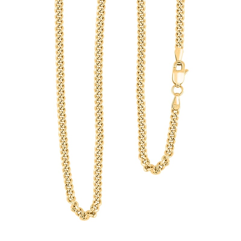 3mm Miami Chain Necklace in 14K Yellow Gold 4.33 Grams 20 Inches