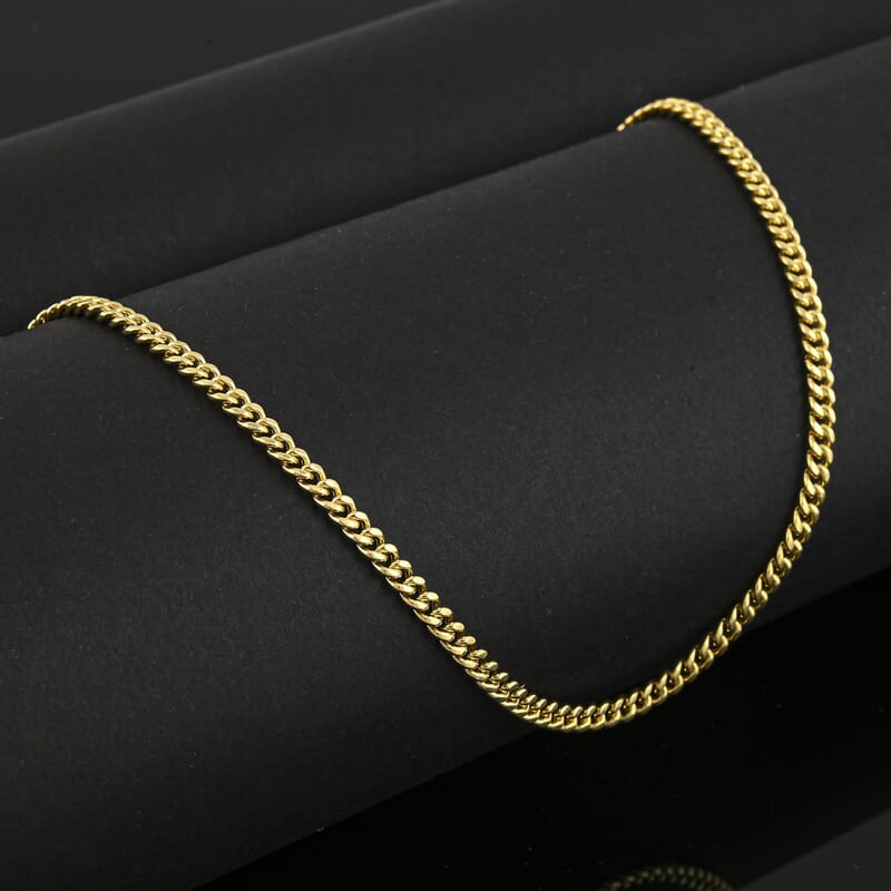 3mm Miami Chain Necklace in 14K Yellow Gold 24 Inches 5.06 Grams