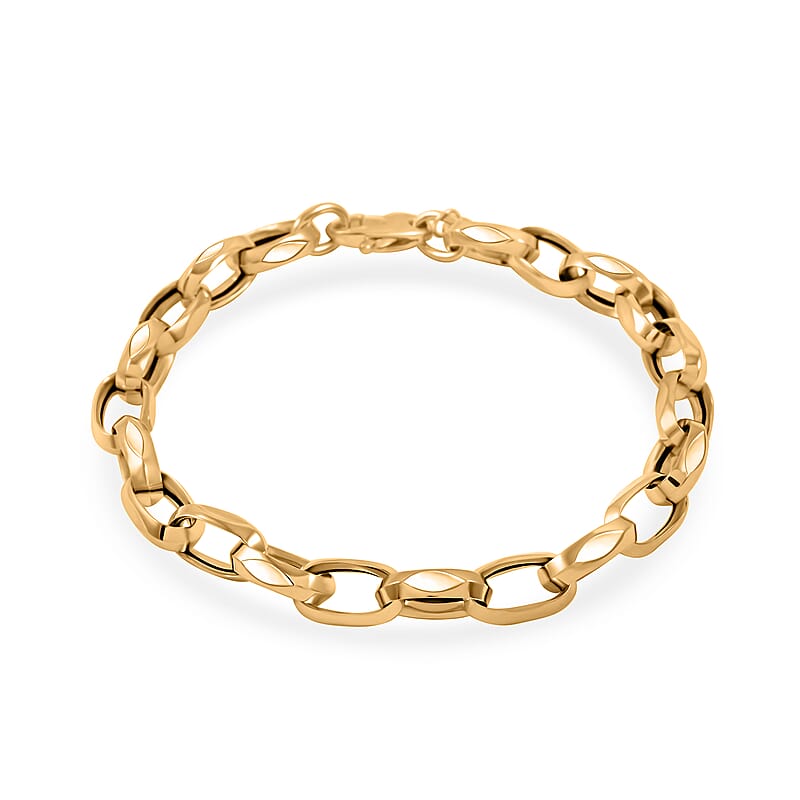 Italian Oval Link Chain Bracelet in 10K Yellow Gold (7.50 In) 3.95 Grams