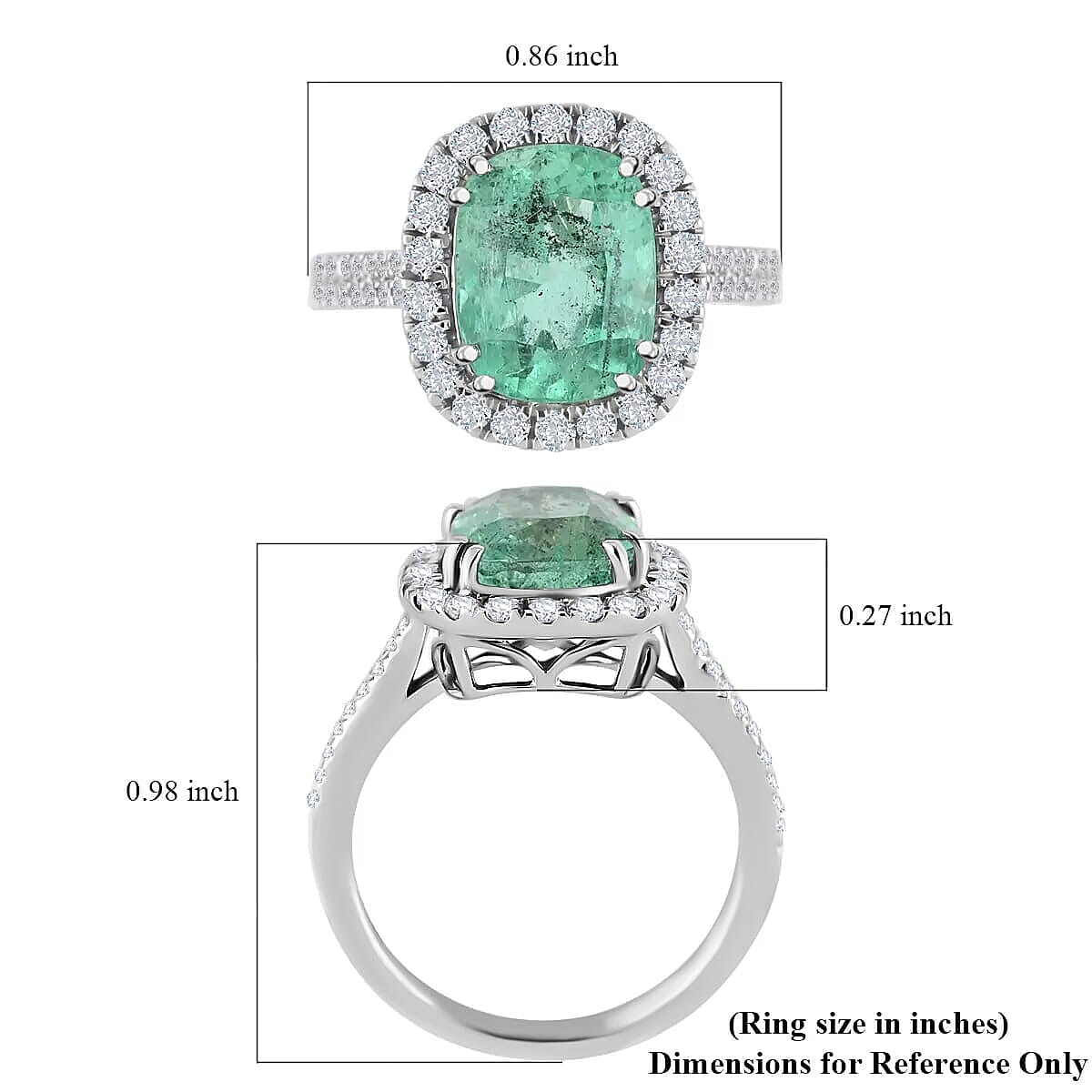 Rhapsody AAAA Boyaca Colombian Emerald and E-F VS Diamond 4.60 ctw Halo Ring in 950 Platinum (Size 6.5) 7.50 Grams  image number 5