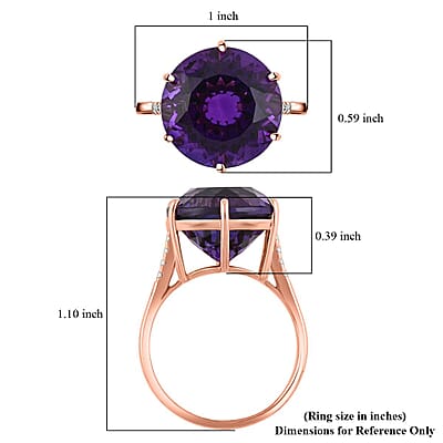 Luxoro AAA Lusaka Amethyst, Diamond Ring in 10K Rose Gold 9.70 ctw (Size 5.0)