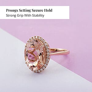 Certified and Appraised Iliana AAA Marropino Morganite and G-H SI Diamond 5.70 ctw Halo Ring in 18K Rose Gold (Size 5.5) 3.50 Grams