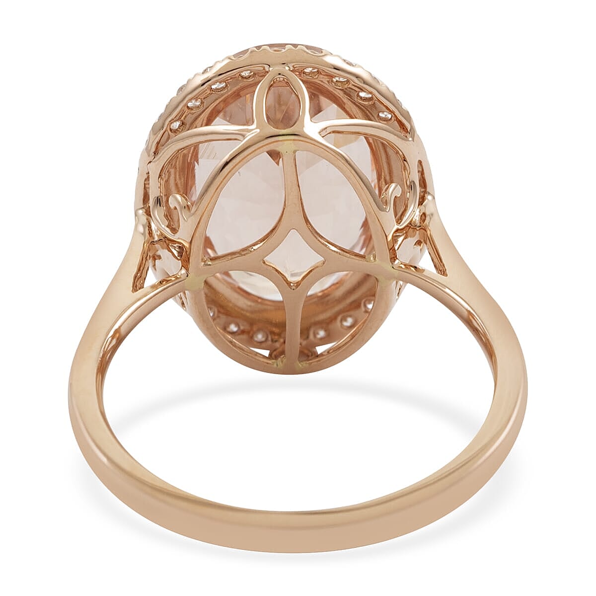 Certified and Appraised Iliana AAA Marropino Morganite and G-H SI Diamond 5.70 ctw Halo Ring in 18K Rose Gold (Size 6.5) 3.50 Grams image number 4