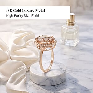 Certified and Appraised Iliana AAA Marropino Morganite and G-H SI Diamond 5.70 ctw Halo Ring in 18K Rose Gold (Size 7.5) 3.50 Grams