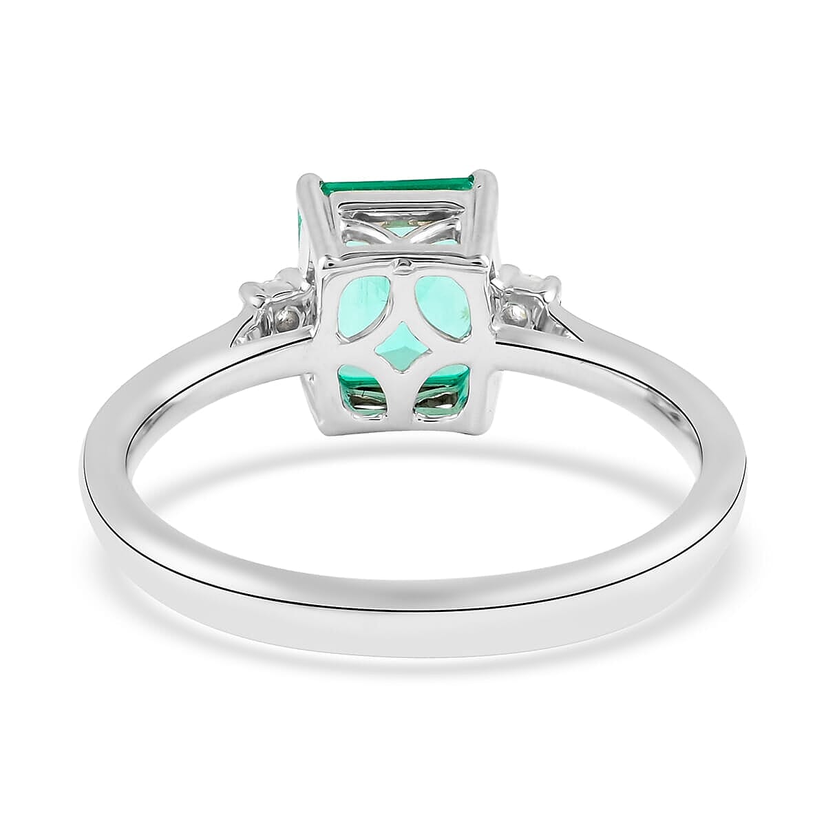 Certified & Appraised Rhapsody AAAA Boyaca Colombian Emerald and E-F VS Diamond 1.70 ctw Ring in 950 Platinum (Size 6.0) 4.65 Grams image number 4