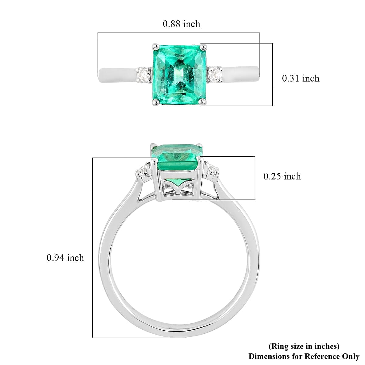 Certified & Appraised Rhapsody AAAA Boyaca Colombian Emerald and E-F VS Diamond 1.70 ctw Ring in 950 Platinum (Size 6.0) 4.65 Grams image number 5