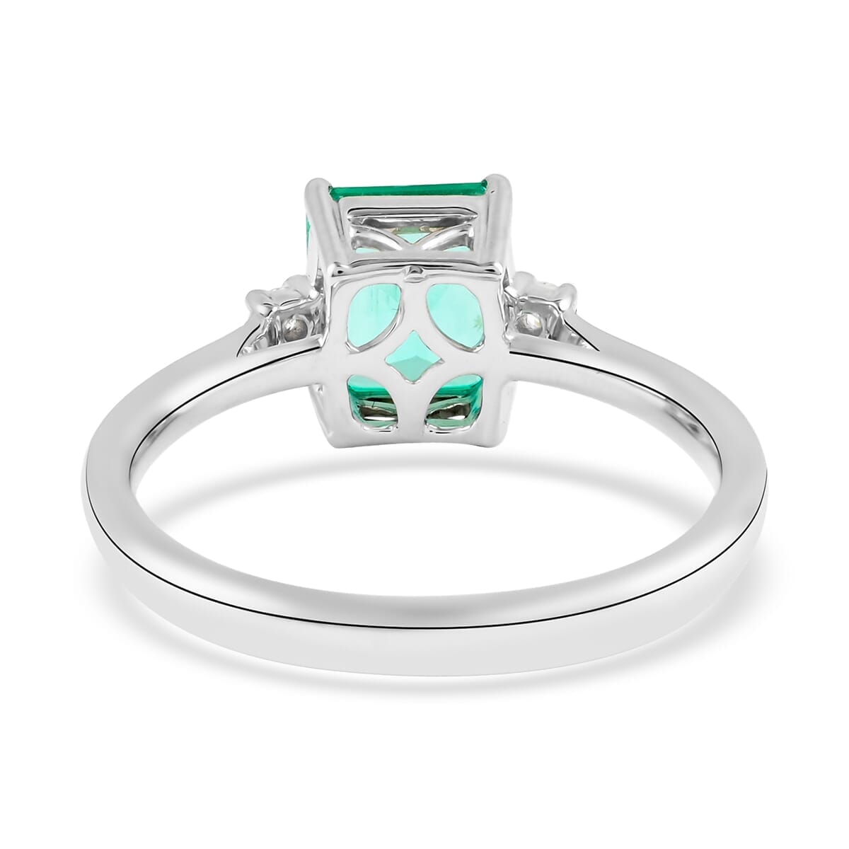 Certified & Appraised Rhapsody AAAA Boyaca Colombian Emerald and E-F VS Diamond 1.70 ctw Ring in 950 Platinum (Size 8.0) 4.65 Grams image number 4