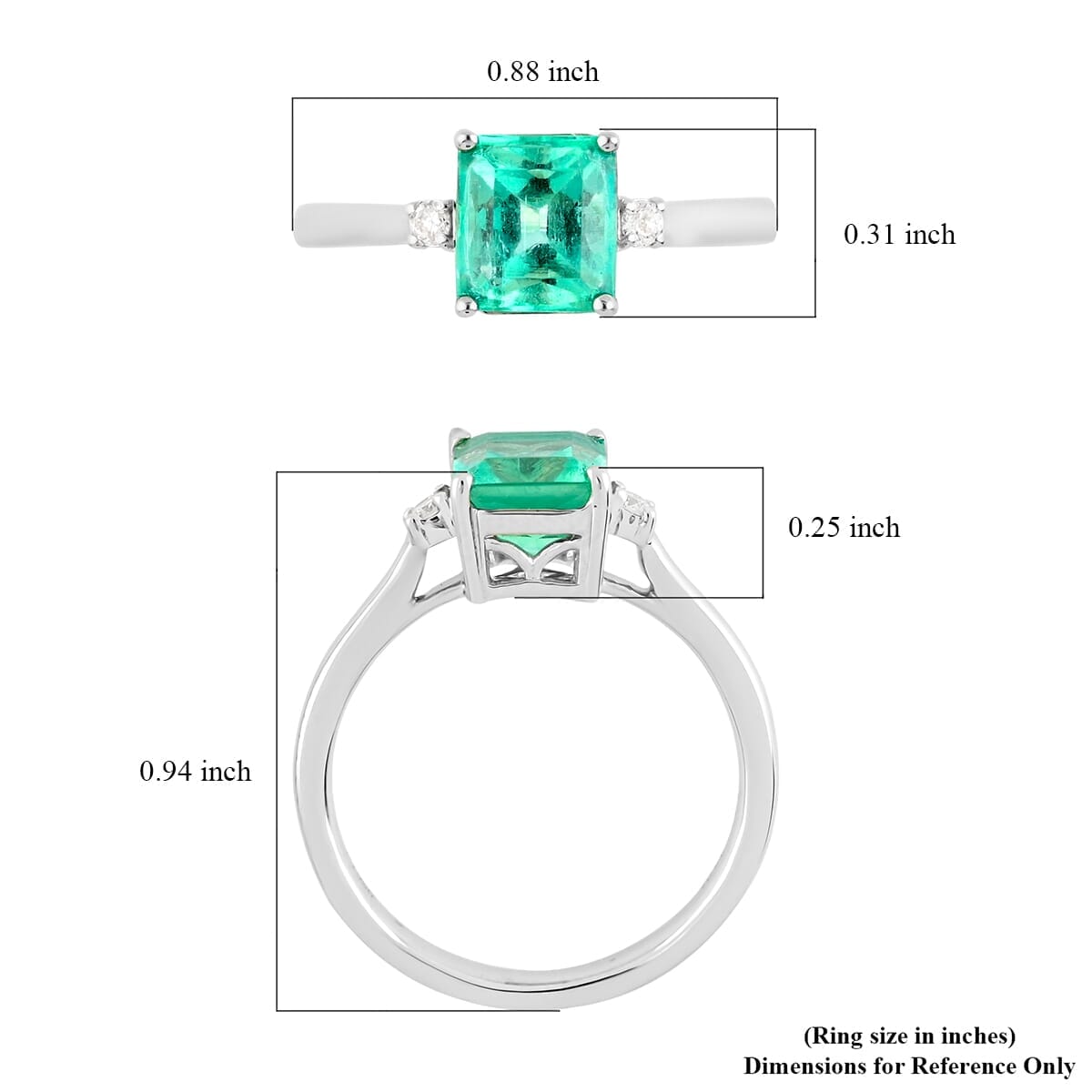 Certified & Appraised Rhapsody AAAA Boyaca Colombian Emerald and E-F VS Diamond 1.70 ctw Ring in 950 Platinum (Size 8.0) 4.65 Grams image number 5