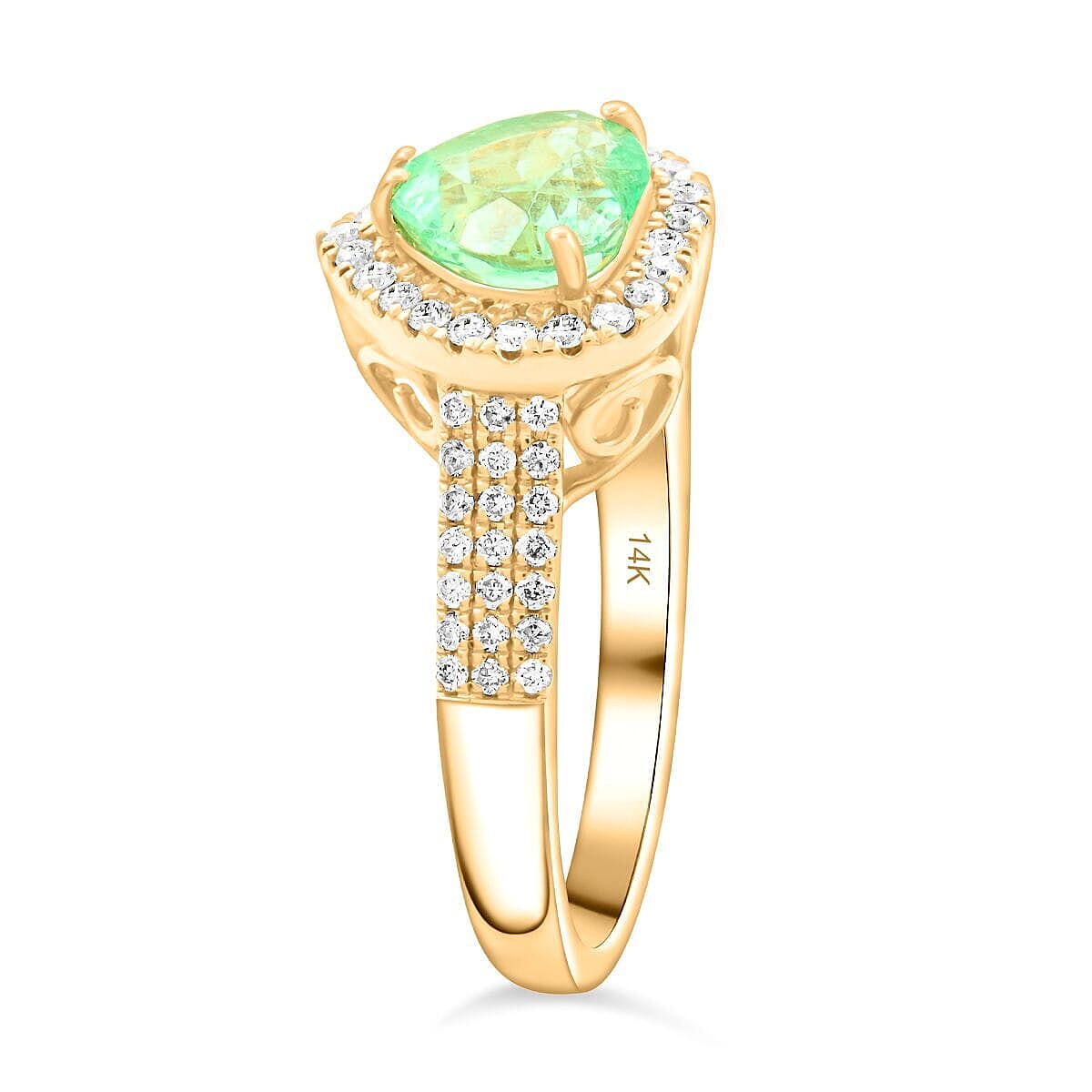 Certified & Appraised Luxoro AAA Boyaca Colombian Emerald and I2 Diamond 2.00 ctw Ring in 14K Yellow Gold (Size 7.5) 4.50 Grams image number 3