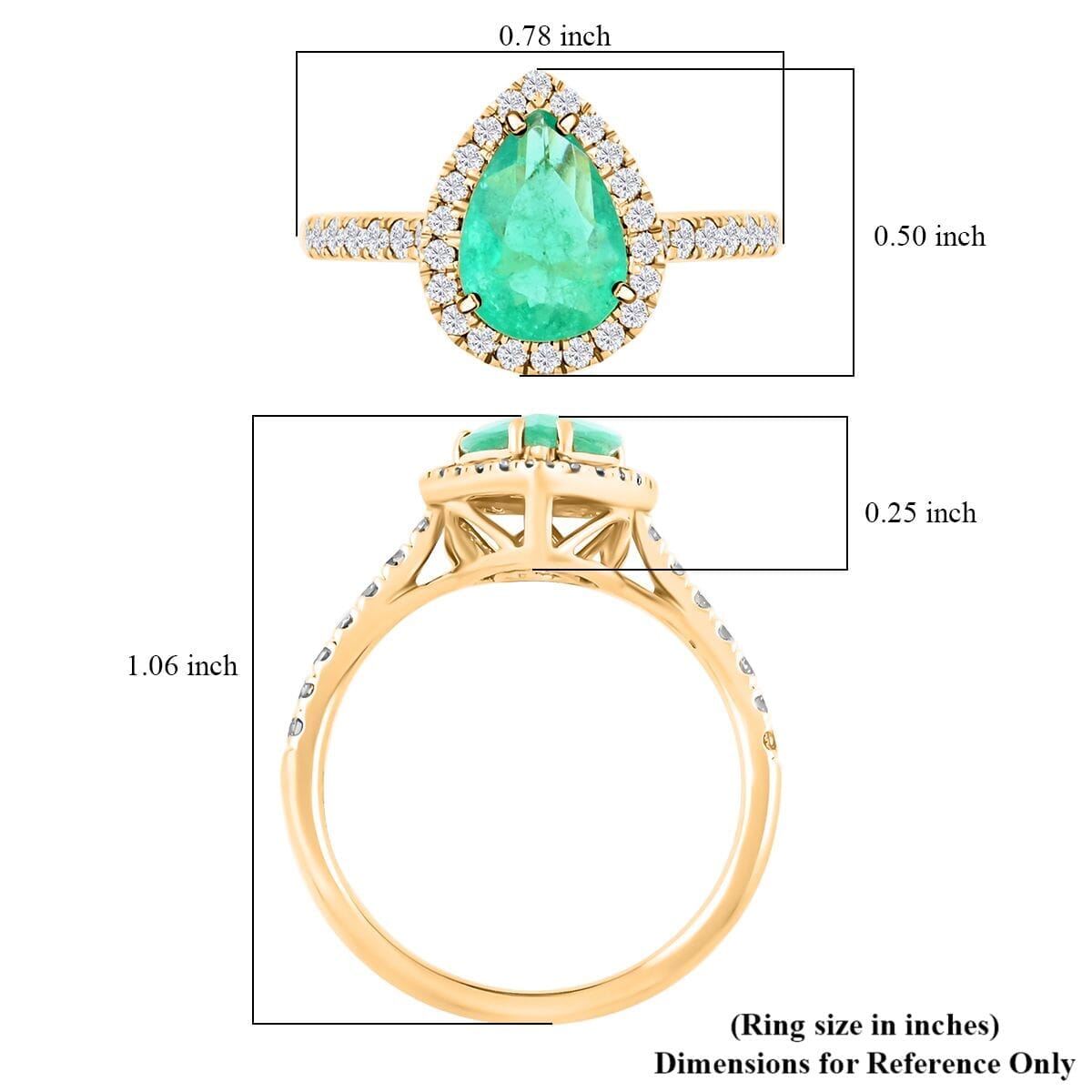 Certified & Appraised Luxoro AAA Boyaca Colombian Emerald and I2 Diamond 1.50 ctw Ring in 14K Yellow Gold (Size 8) image number 5
