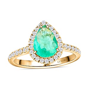 Certified & Appraised Luxoro AAA Boyaca Colombian Emerald and I2 Diamond 1.50 ctw Ring in 14K Yellow Gold (Size 9)