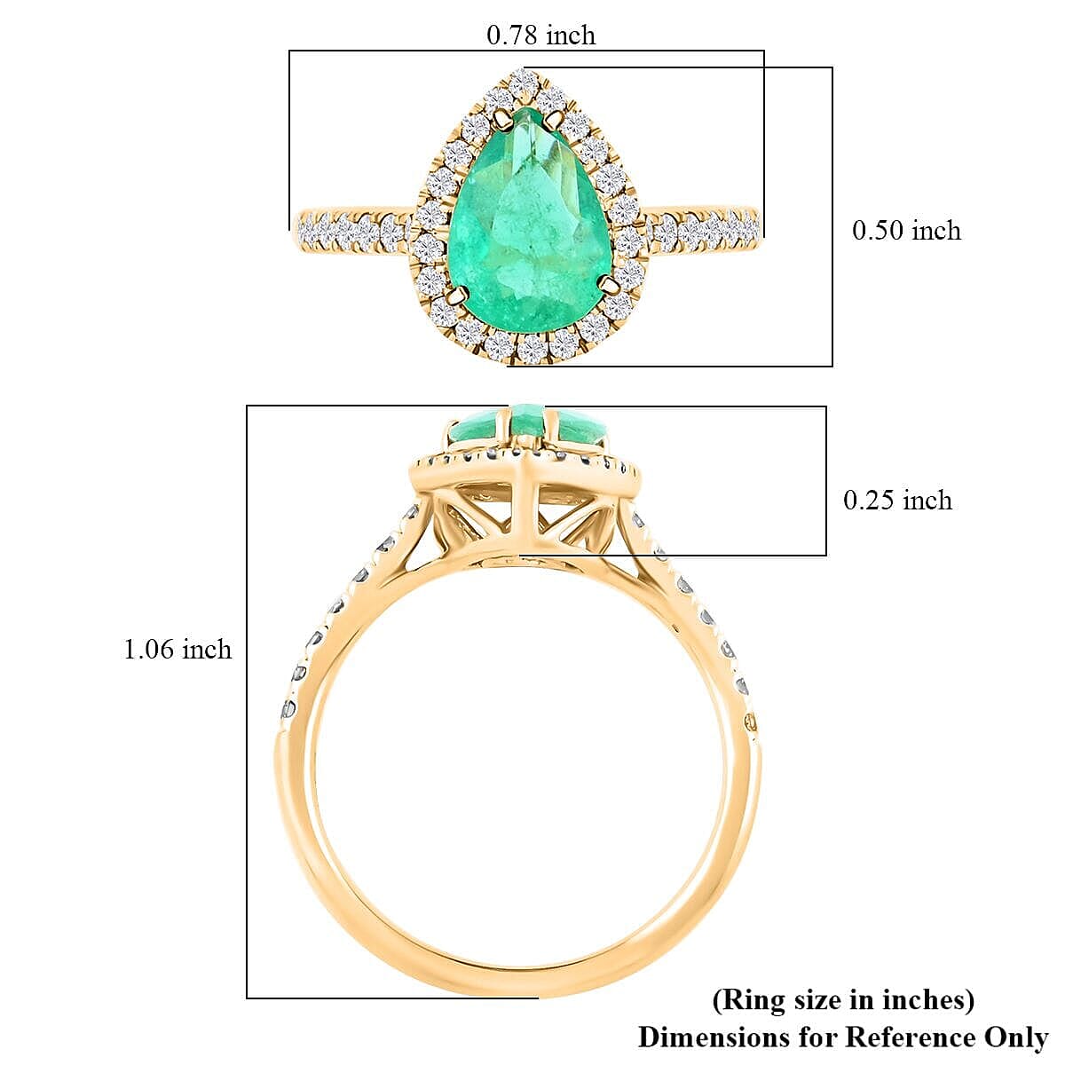 Certified & Appraised Luxoro AAA Boyaca Colombian Emerald and I2 Diamond 1.50 ctw Ring in 14K Yellow Gold (Size 9) image number 5