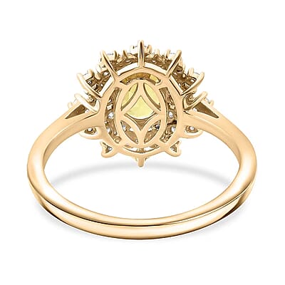AAA Madagascar Yellow Sapphire and Luxuriant Lab Grown Diamond (SI) 2.15 ctw Snowflake Ring in 10K Yellow Gold (Size 5.0)
