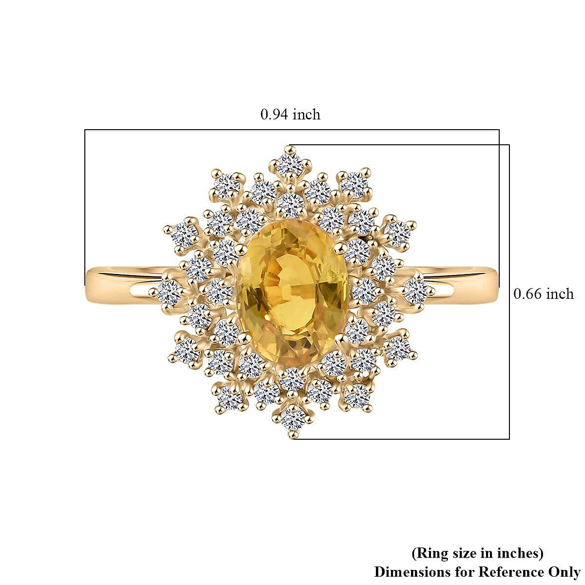 AAA Madagascar Yellow Sapphire and Luxuriant Lab Grown Diamond (SI) 2.15 ctw Snowflake Ring in 10K Yellow Gold (Size 6.5) image number 5