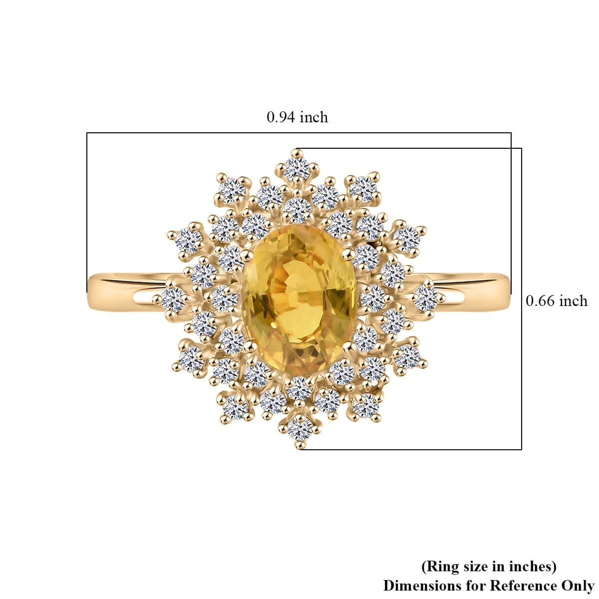 AAA Madagascar Yellow Sapphire and Luxuriant Lab Grown Diamond (SI) 2.15 ctw Snowflake Ring in 10K Yellow Gold (Size 10.5) image number 5