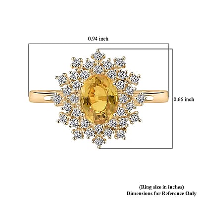 AAA Madagascar Yellow Sapphire and Luxuriant Lab Grown Diamond (SI) 2.15 ctw Snowflake Ring in 10K Yellow Gold (Size 11.0)