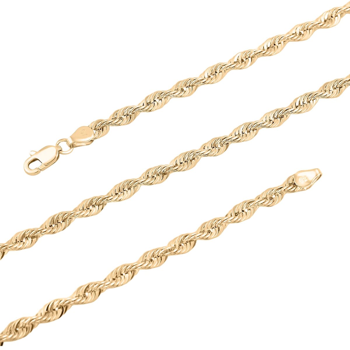 3.8m Shinny Rope Chain Necklace in 10K Yellow Gold 20 Inches 6 Grams image number 2