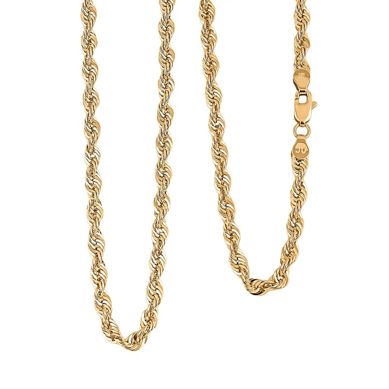 3.8mm Shinny Rope Chain Necklace in 10K Yellow Gold 6.7 Grams 22 Inches 
