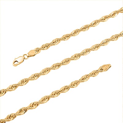 3.8mm Shinny Rope Chain Necklace in 10K Yellow Gold 6.7 Grams 22 Inches 