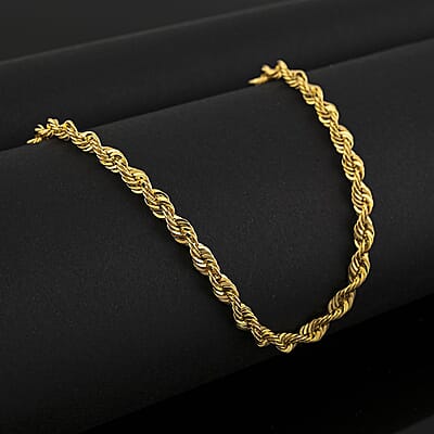 3.8mm Shinny Rope Chain Necklace in 10K Yellow Gold 7.3 Grams 24 Inches