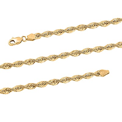 3.8mm Shinny Rope Chain Necklace in 10K Yellow Gold 7.3 Grams 24 Inches