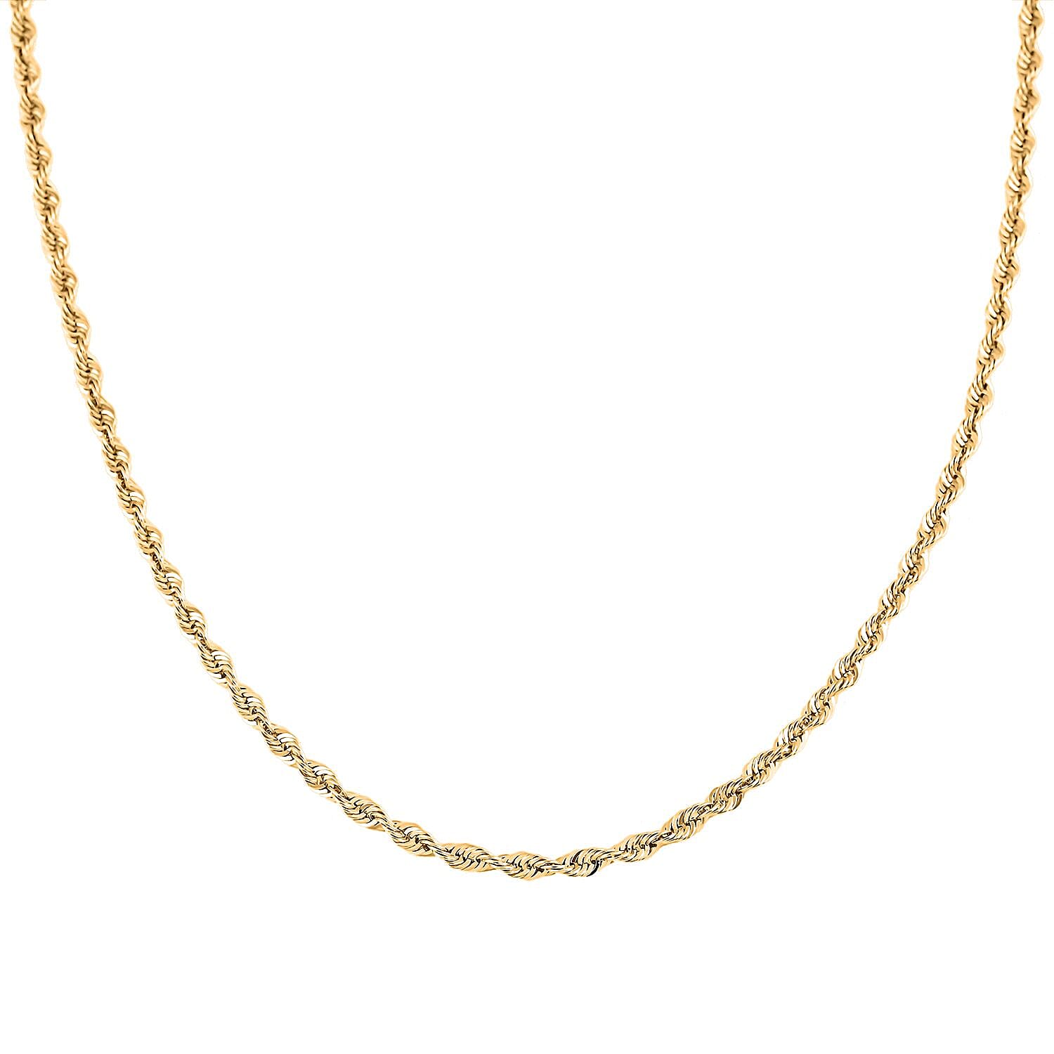 3.8mm Shinny Rope Chain Necklace in 10K Yellow Gold 7.3 Grams 24 Inches