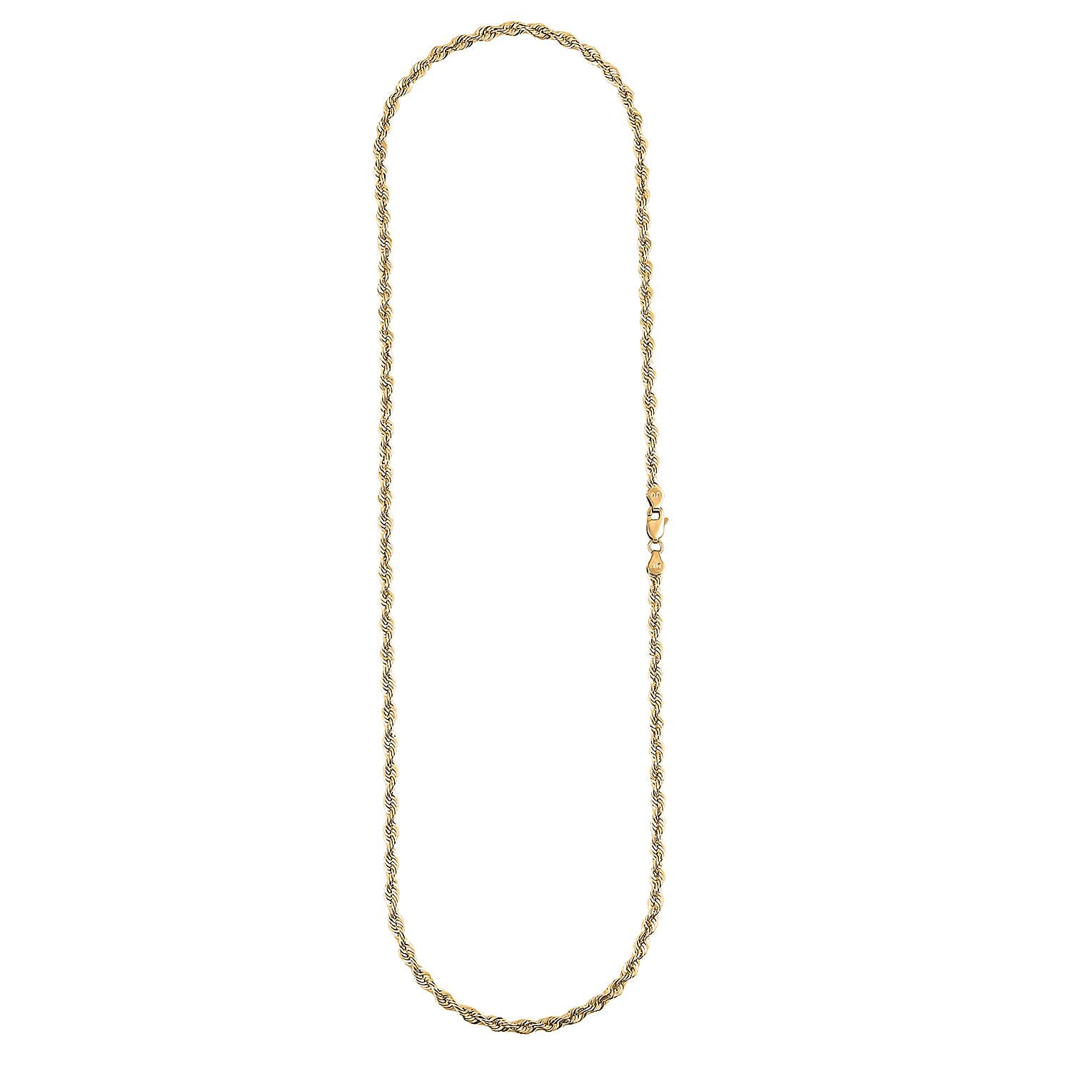 3.8mm Shinny Rope Chain Necklace in 10K Yellow Gold 7.3 Grams 24 Inches