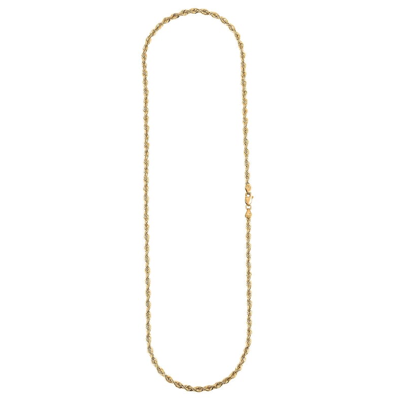 3.8mm Shinny Rope Chain Necklace in 10K Yellow Gold 7.3 Grams 24 Inches
