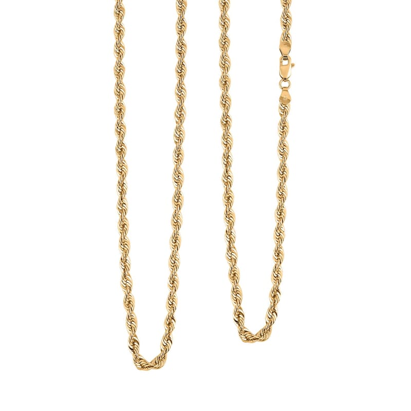 3.8mm Shinny Rope Chain Necklace in 10K Yellow Gold 7.5 Grams 26 Inches