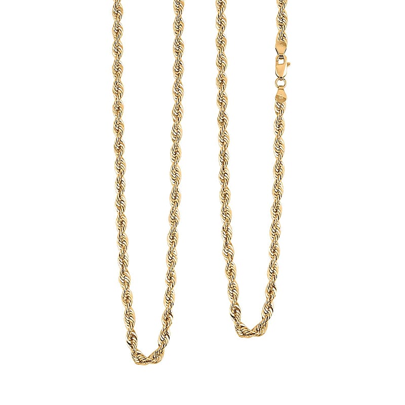 3.8mm Shinny Rope Chain Necklace in 10K Yellow Gold 7.5 Grams 26 Inches