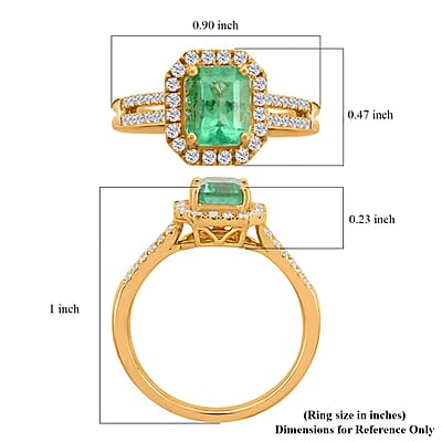 Iliana AAA Boyaca Colombian Emerald and G-H SI Diamond 1.70 ctw Halo Ring in 18K Yellow Gold (Size 6.0)
