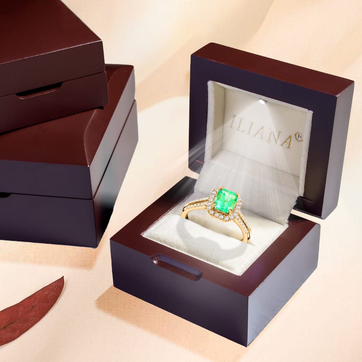 Iliana AAA Boyaca Colombian Emerald and G-H SI Diamond 1.70 ctw Halo Ring in 18K Yellow Gold (Size 8.0) image number 6