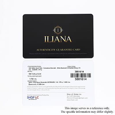 Iliana AAA Boyaca Colombian Emerald and G-H SI Diamond 1.70 ctw Halo Ring in 18K Yellow Gold (Size 8.0)