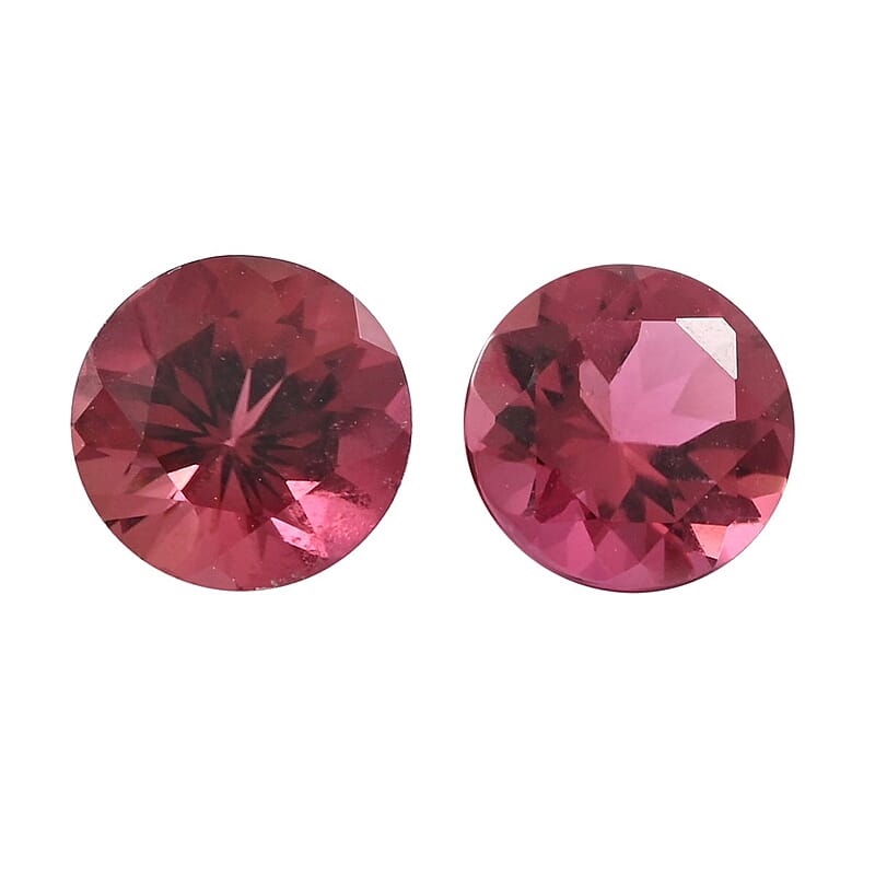 AAAA Ouro Fino Rubellite Set of 2 (Rnd 5 mm) 1.00 ctw