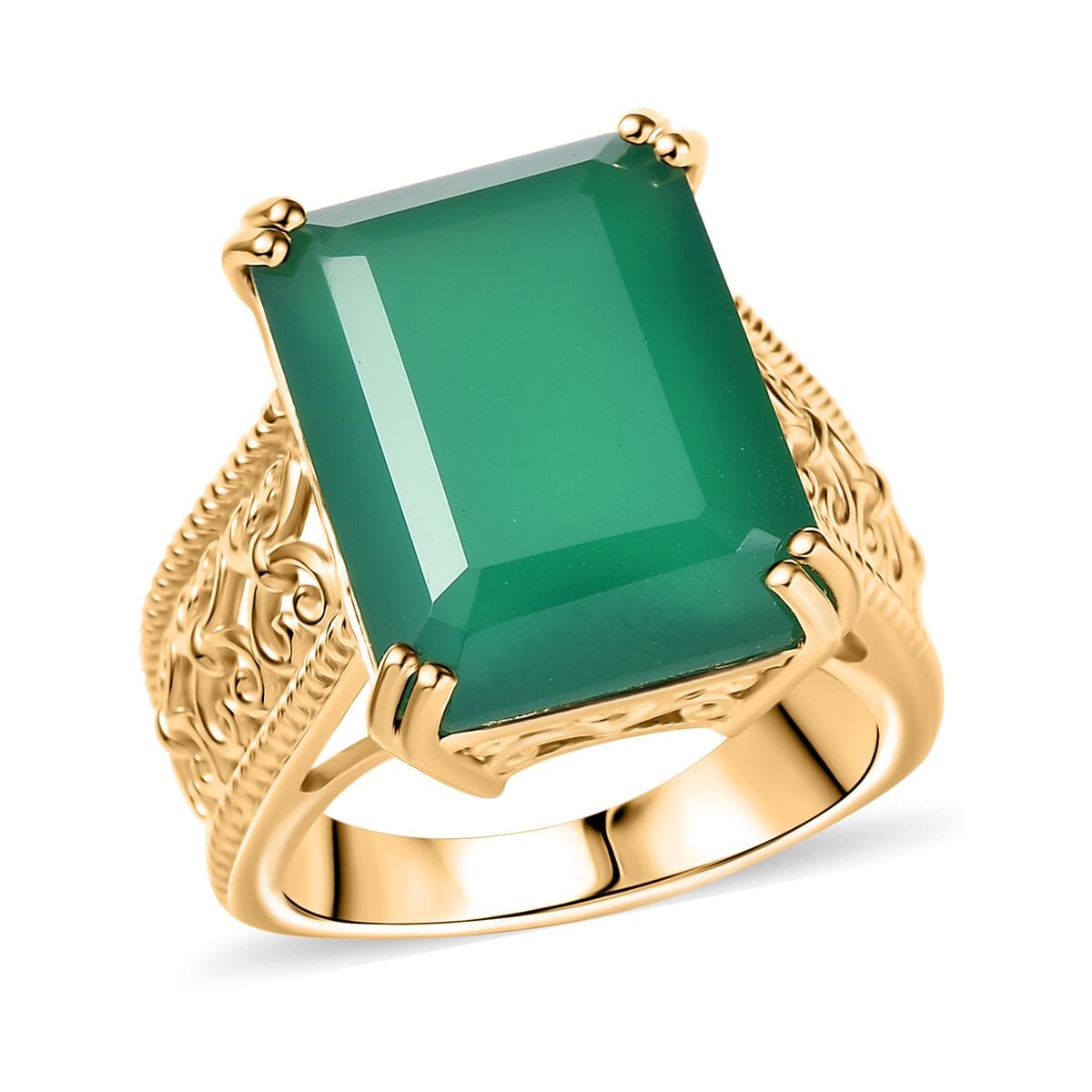 Karis Verde Onyx Solitaire Ring 18K YG Plated (Size 10.0) 12.50 ctw image number 0