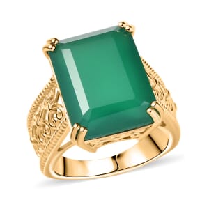 Karis Verde Onyx 12.50 ctw Art Deco Solitaire Ring 18K YG Plated (Size 10.0)